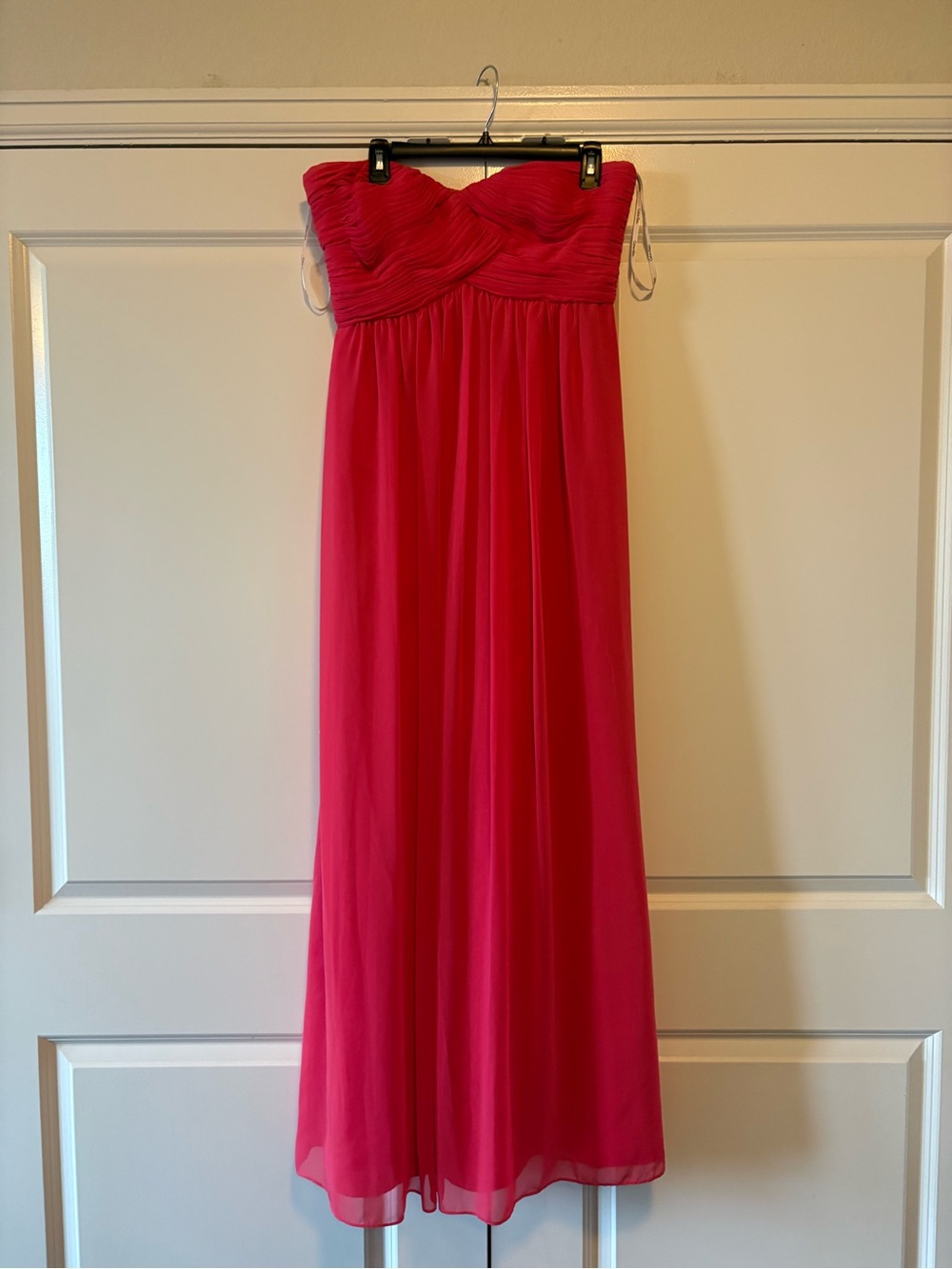 Calvin Klein Strapless Coral-Red Evening Gown